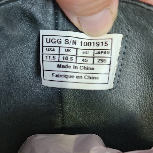 UGG Men's Randell Black Leather‎ Waterproof Motorcycle Boots Size 11.5 - Picture 11 of 13